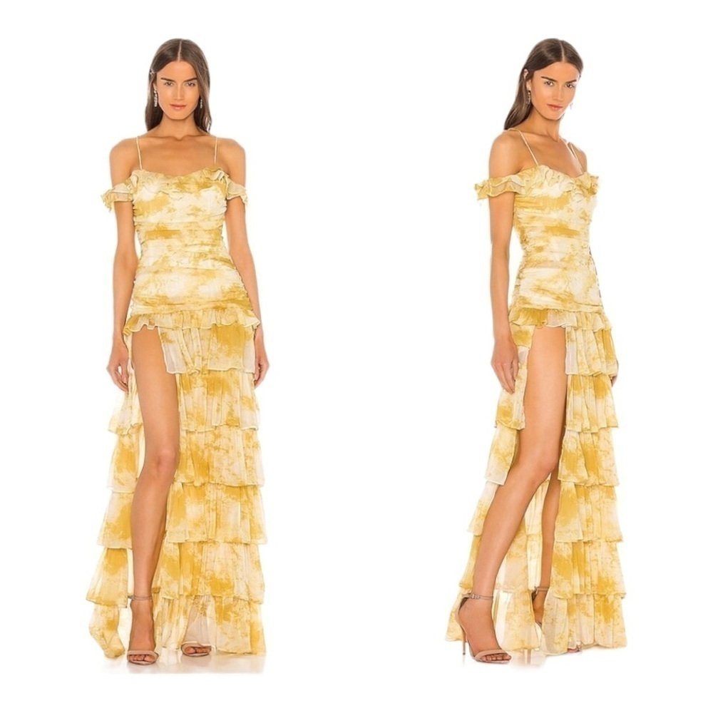 NEW Atoir Back To Love Off the Shoulder High Slit Tiered Ruffle Maxi Dress